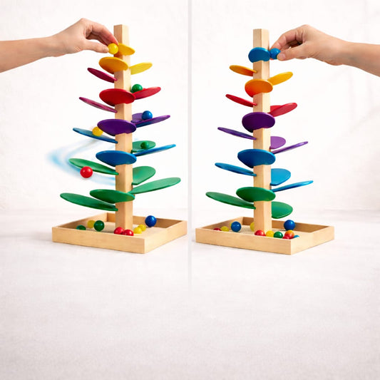Premium Montessori Wooden Rainbow Marble Run Tree | Musical Singing Tree Tower Sensory Toy for Toddlers & Kids – Early STEM Learning, Color Recognition & Fine Motor Skill Development