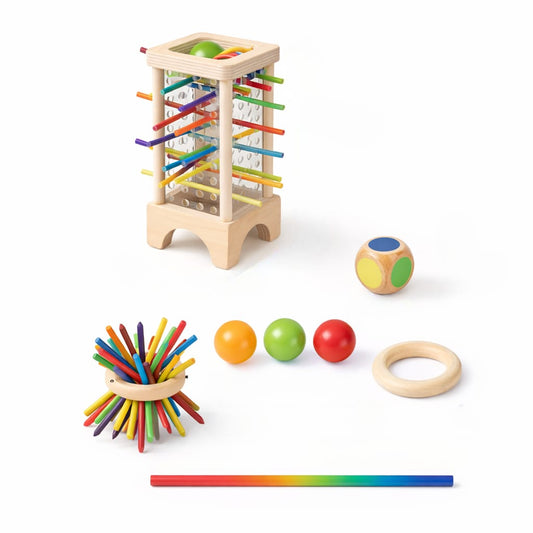 Premium Wooden Stick Pulling Game for Kids – Montessori STEM Balance Toy, Color Matching Board Game for Toddlers & Family Game Night, Educational Fine Motor Skills Toys (Ages 3+)