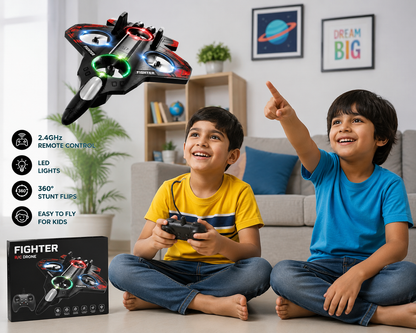 FLYMATE Foam Fighter Plane Toy with Dual Battery | Rechargeable Flying Glider Airplane for Kids | Hand Launch Foam Aircraft with LED Lights | Outdoor Indoor Fun Toy for Boys & Girls