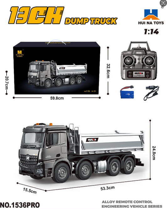 HUINA 1:14 RC Dump Truck – 2.4GHz Remote Control Construction Truck, 53.3cm Heavy-Duty Tipper