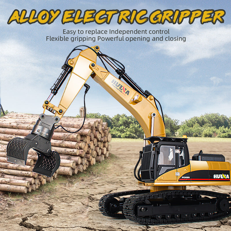 HUINA 1:14 Scale RC Excavator, 2.4G 32-Channel Wireless Remote Control Construction Toy with 680° Rotation & 5 Attachments