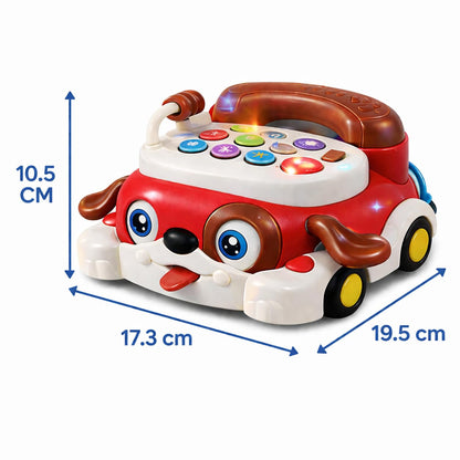 Kids Puppy Push Phone Toy with Lights & Sounds | Pull Along Learning Toy for Toddlers | Interactive Educational Musical Phone Car | Early Development Toy for Boys & Girls 12+ Months