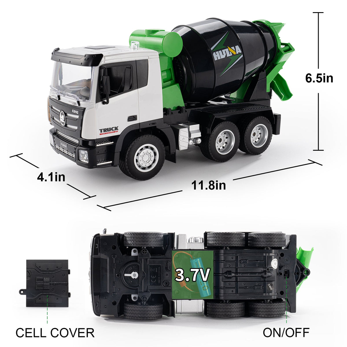 HUINA 1537 RC Cement Mixer Truck 1:14 Scale | 12 Channel Alloy RC Vehicle