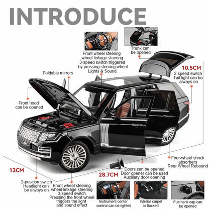 1:18 Scale Die Cast Range Rover SUV Model Car with Openable Doors, Detailed Interior, Metal Body Collectible Toy Car for Kids & Collectors