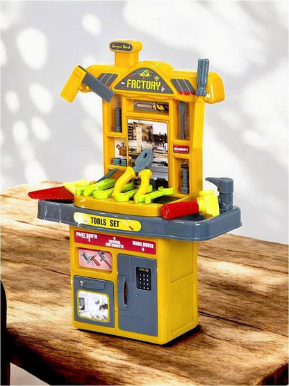 Kids Tool Set Workshop Playhouse Toy with Accessories | DIY Construction Tool Kit | Pretend Play Factory Workshop for Boys & Girls