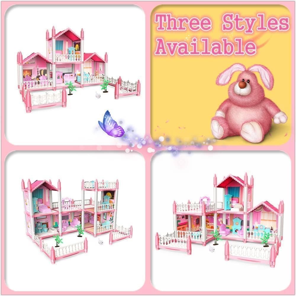 Kids Dream Princess Doll House Play Set with Furniture Accessories, Multi-Room Mansion Toy House for Girls, Educational Pretend Play Toy, Ages 3+ Years