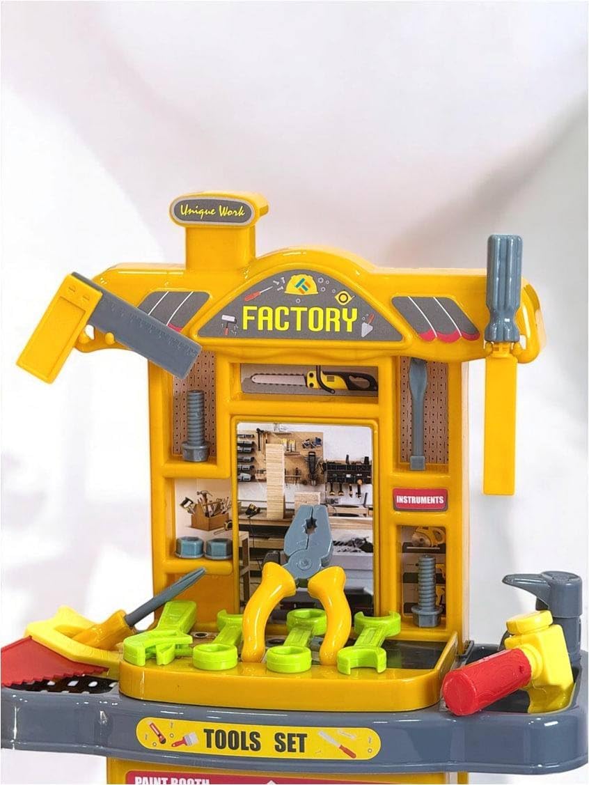 Kids Tool Set Workshop Playhouse Toy with Accessories | DIY Construction Tool Kit | Pretend Play Factory Workshop for Boys & Girls