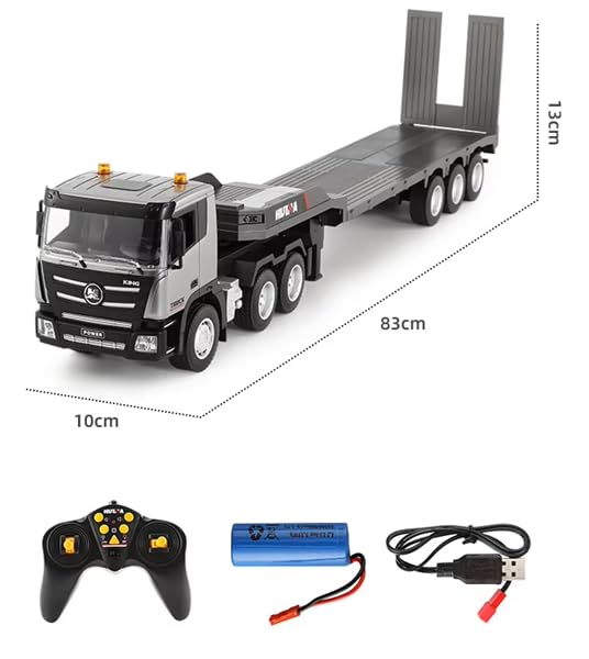 Huina 1318 9 Channel RC Truck with Trailer, 2.4GHz Remote Control, Lights & Sound, Full Function Toy Truck for Kids