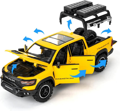 1:32 Scale Die Cast Pickup Truck Model Car with Opening Doors, Pull Back Action, Sound & Light, Metal Body Off-Road Collectible Toy for Kids & Adults