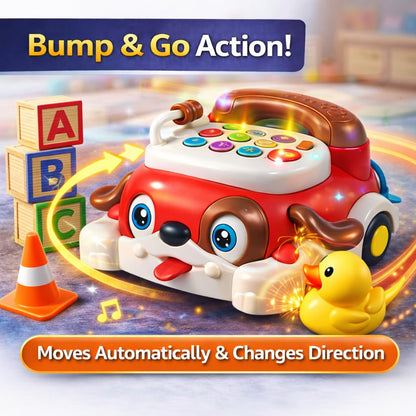 Kids Puppy Push Phone Toy with Lights & Sounds | Pull Along Learning Toy for Toddlers | Interactive Educational Musical Phone Car | Early Development Toy for Boys & Girls 12+ Months