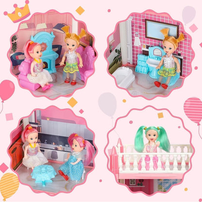 Kids Dream Princess Doll House Play Set with Furniture Accessories, Multi-Room Mansion Toy House for Girls, Educational Pretend Play Toy, Ages 3+ Years