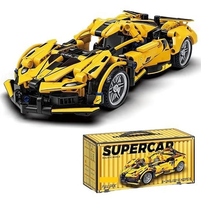 470 PCS Pull Back Racing Sports Car Building Blocks Set for Kids, DIY Model Car Construction Toy, STEM Educational Brick Set, Pull Back Action Vehicle Toy for Boys & Girls Age 6+