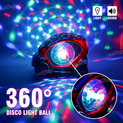360° Rotating Bump & Go Toy Car with Colorful LED Lights and Transparent Gear Ball | Musical Action Car for Kids Boys & Girls
