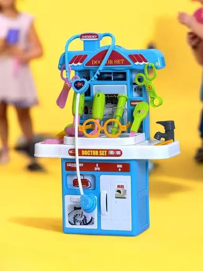 Kids Doctor Set Medical Clinic Playset with Stethoscope, Glasses, Medical Tools & Storage Cabinet | Educational Pretend Play Toy for Boys & Girls
