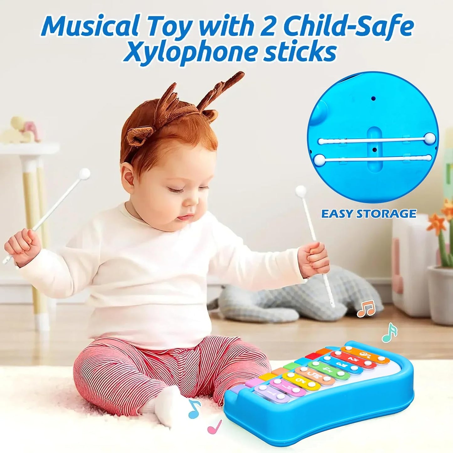 2-in-1 Kids Xylophone Piano Musical Toy with Mallets | Colorful Educational Music Instrument for Toddlers & Preschool Children | Early Learning Sound & Motor Skills Development Toy