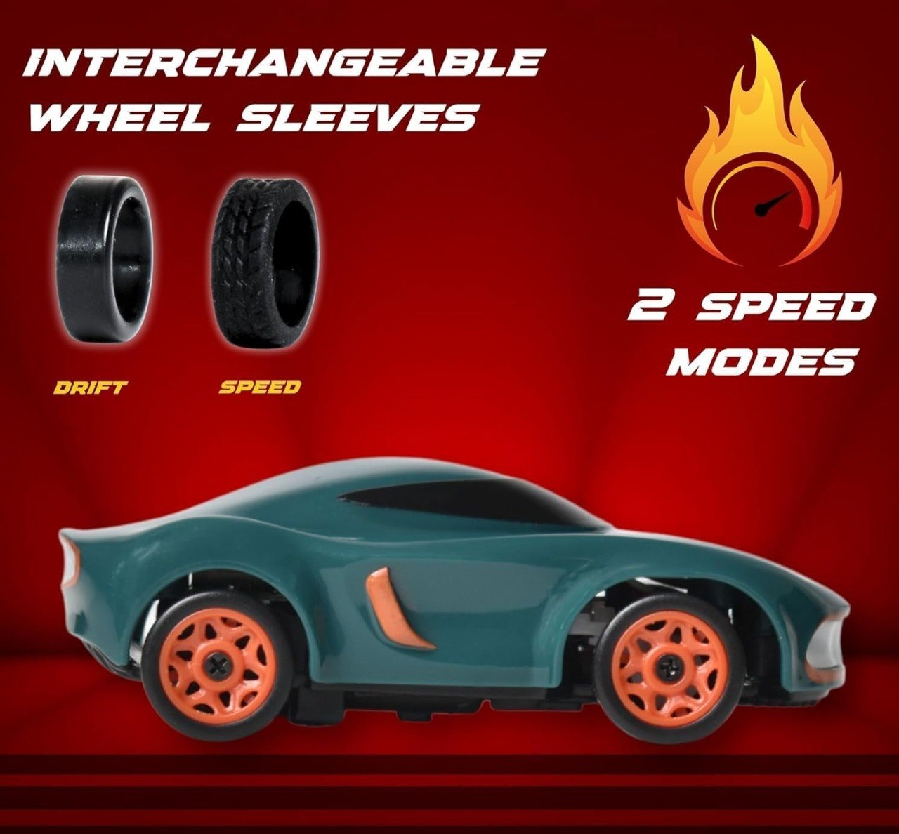 1:64 Mini RC Drift Car with Integrated Controller Storage Dome | 2.4GHz 4WD Micro Desktop Drifter, High-Speed Remote Control Car with LED Lights, Interchangable Drift Tires, Cones & Charging Cable for Kids and Adults