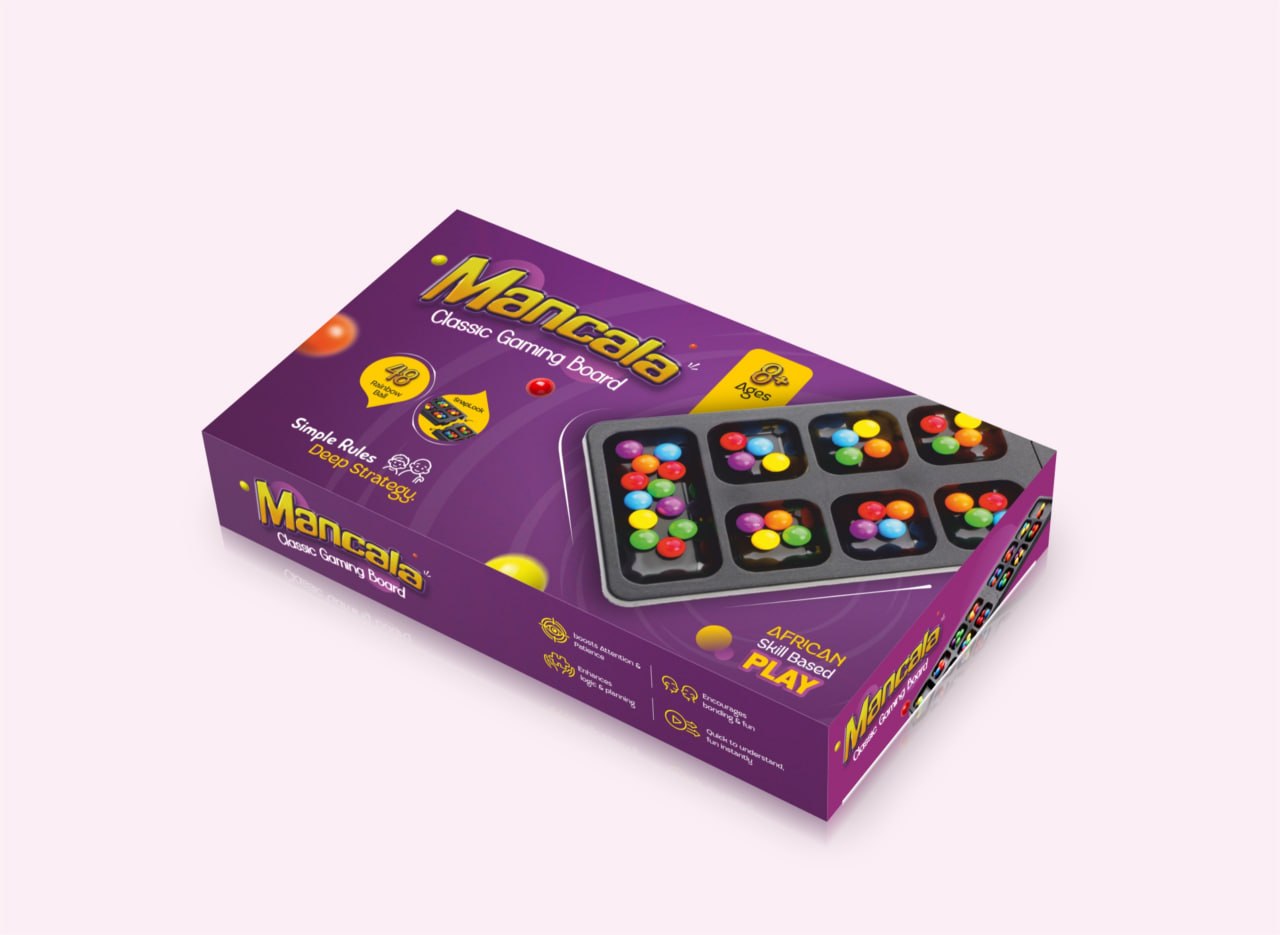 Mancala Board Game for Kids & Adults | Foldable Travel Strategy Game | 2 Player Family Educational Toy | Portable Puzzle Board Game with Colorful Stones
