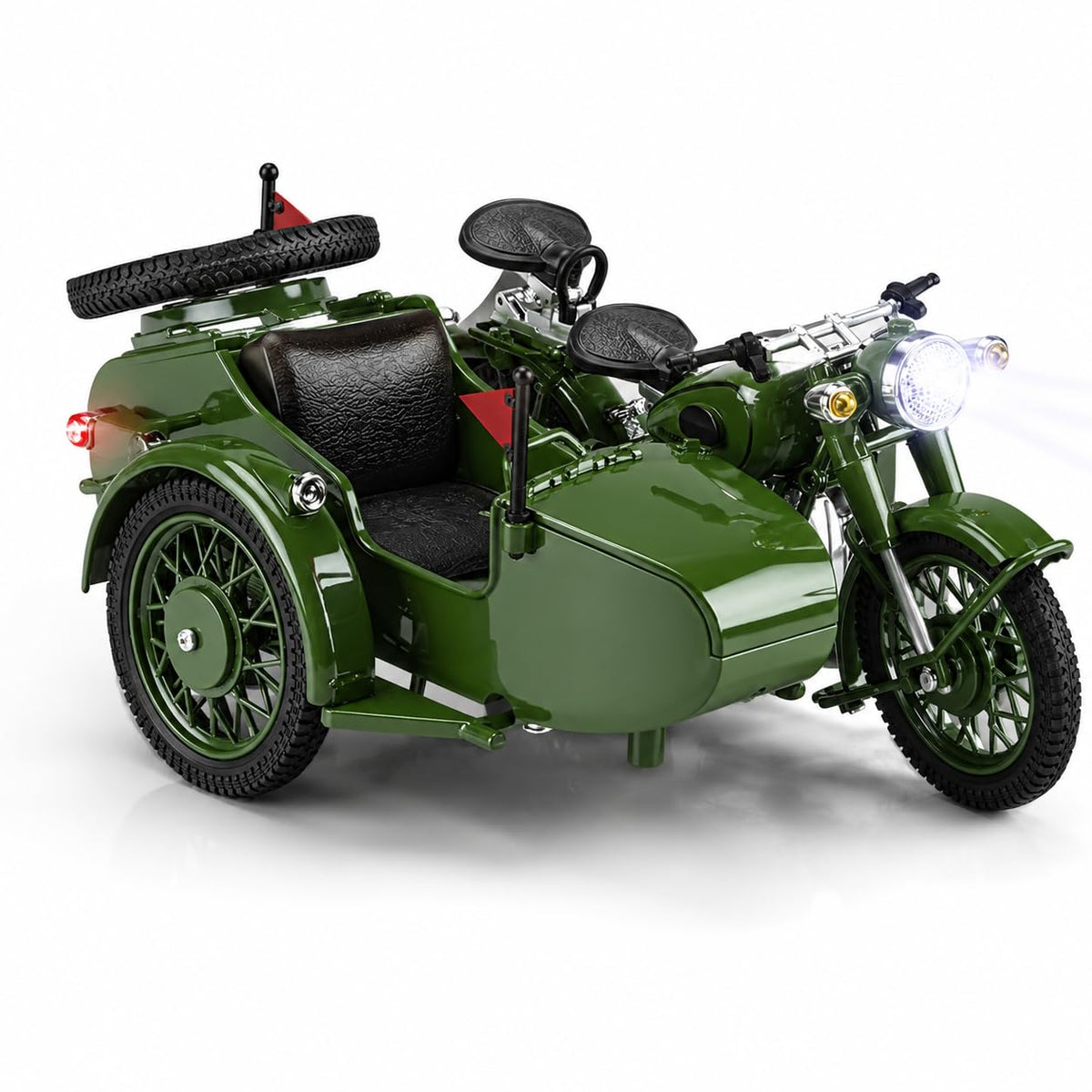 Vintage Military Style Sidecar Motorcycle – Classic Green Retro Trike