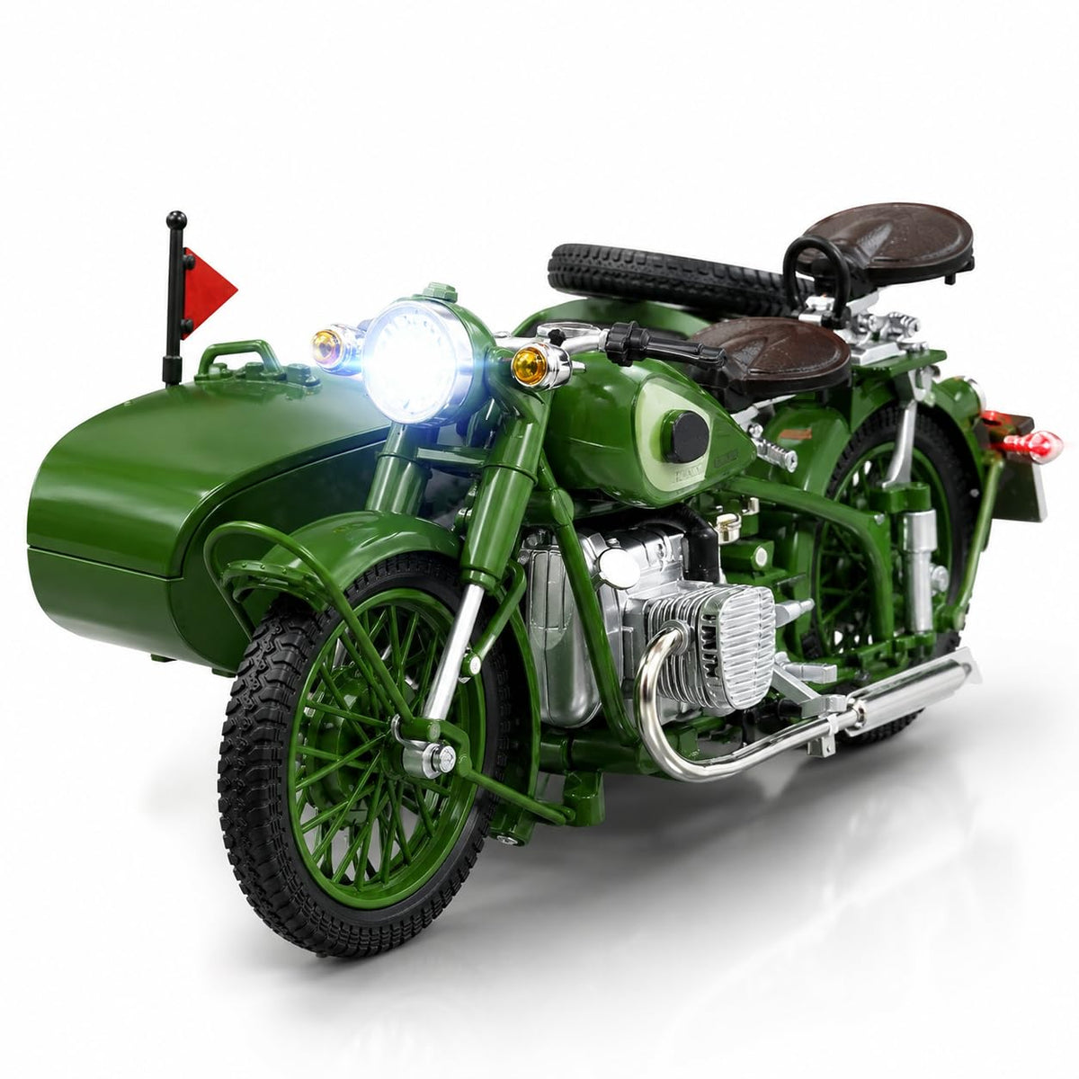 Vintage Military Style Sidecar Motorcycle – Classic Green Retro Trike