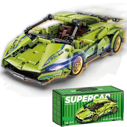 470 PCS Pull Back Racing Sports Car Building Blocks Set for Kids, DIY Model Car Construction Toy, STEM Educational Brick Set, Pull Back Action Vehicle Toy for Boys & Girls Age 6+