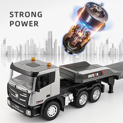 Huina 1318 9 Channel RC Truck with Trailer, 2.4GHz Remote Control, Lights & Sound, Full Function Toy Truck for Kids