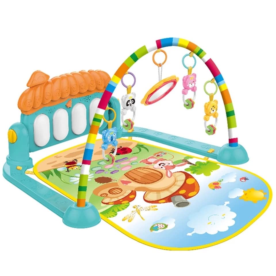 Baby Musical Activity Play Gym Mat with Hanging Toys, Piano Keyboard, Colorful Play Mat, Sensory Development, Tummy Time & Early Learning Activity Center for Infants and Newborn Babies