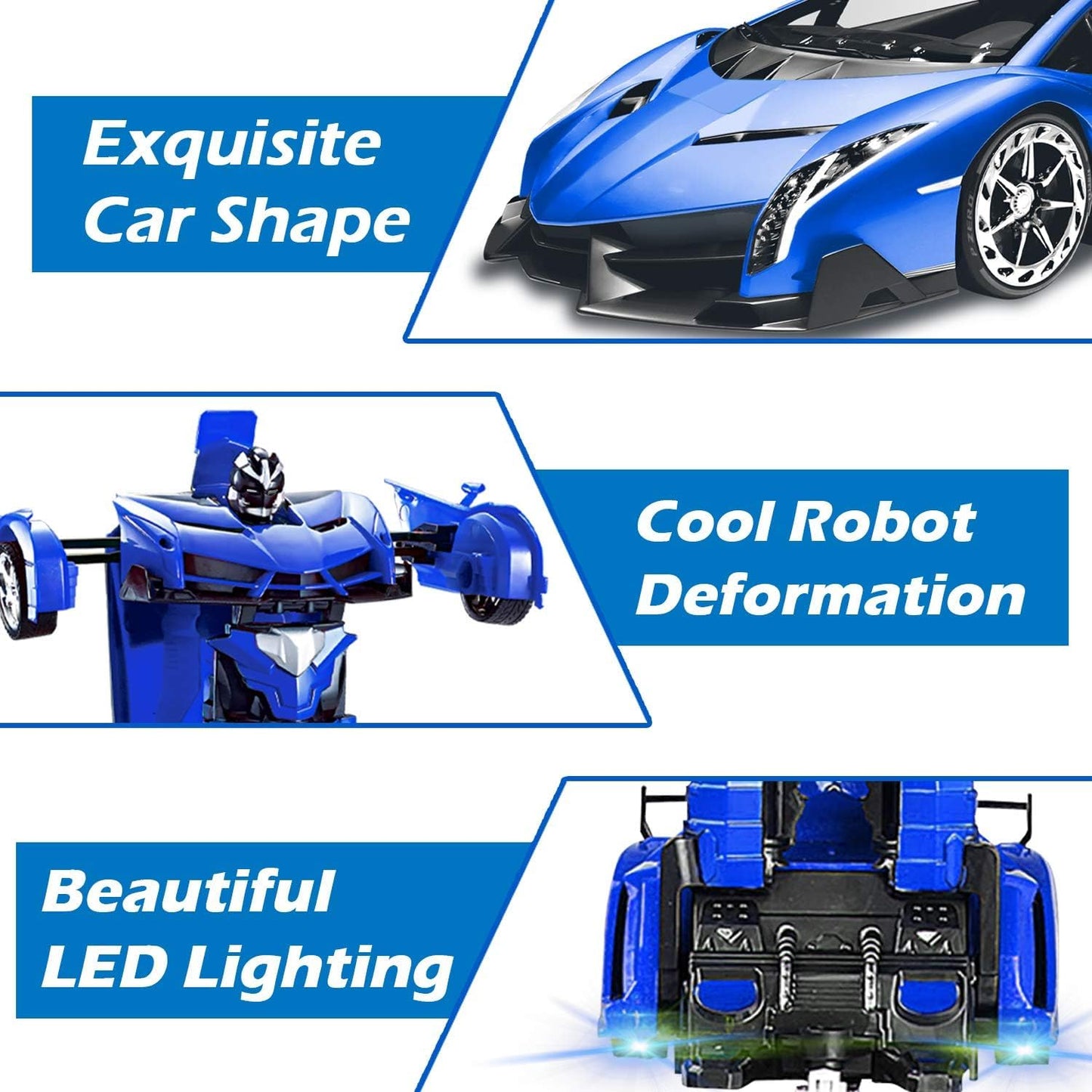 2-in-1 Remote Control Transforming Robot Car Toy – One-Button Deformation RC Sports Car with 360° Drifting