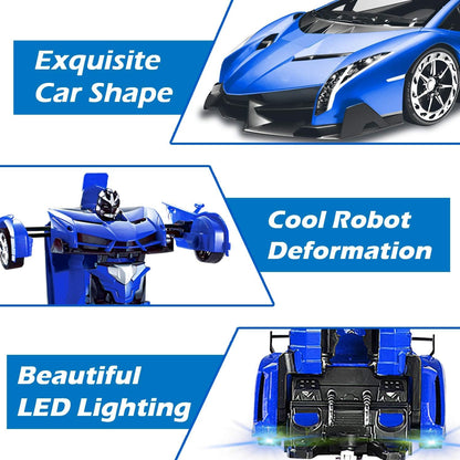 2-in-1 Remote Control Transforming Robot Car Toy – One-Button Deformation RC Sports Car with 360° Drifting