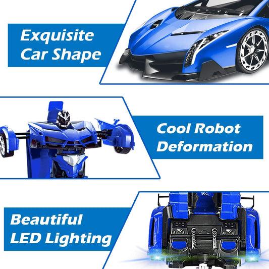 2-in-1 Remote Control Transforming Robot Car Toy – One-Button Deformation RC Sports Car with 360° Drifting