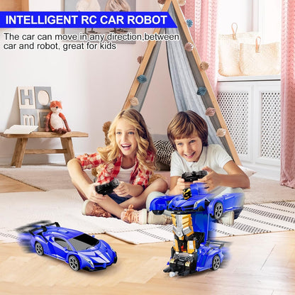 2-in-1 Remote Control Transforming Robot Car Toy – One-Button Deformation RC Sports Car with 360° Drifting