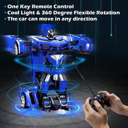 2-in-1 Remote Control Transforming Robot Car Toy – One-Button Deformation RC Sports Car with 360° Drifting