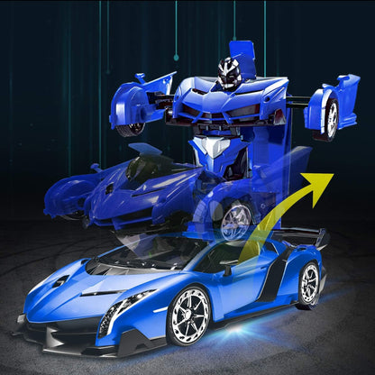 2-in-1 Remote Control Transforming Robot Car Toy – One-Button Deformation RC Sports Car with 360° Drifting