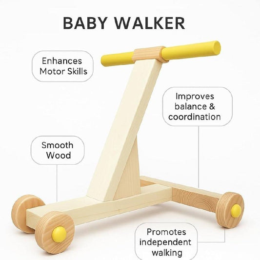 Premium Wooden Baby Walker for Toddlers – Wooden Push Toy to Promote Independent Walking, Balance, & Coordination – Smooth Eco-Friendly Wood Activity Walker for Infants and Boys & Girls