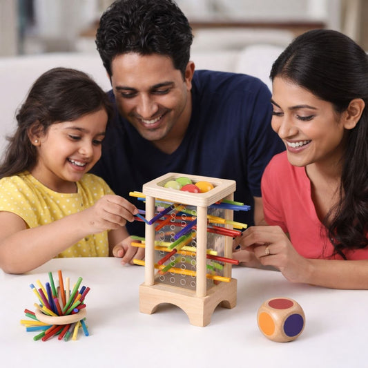 Premium Wooden Stick Pulling Game for Kids – Montessori STEM Balance Toy, Color Matching Board Game for Toddlers & Family Game Night, Educational Fine Motor Skills Toys (Ages 3+)