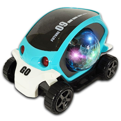 360° Rotating Bump & Go Toy Car with Colorful LED Lights and Transparent Gear Ball | Musical Action Car for Kids Boys & Girls