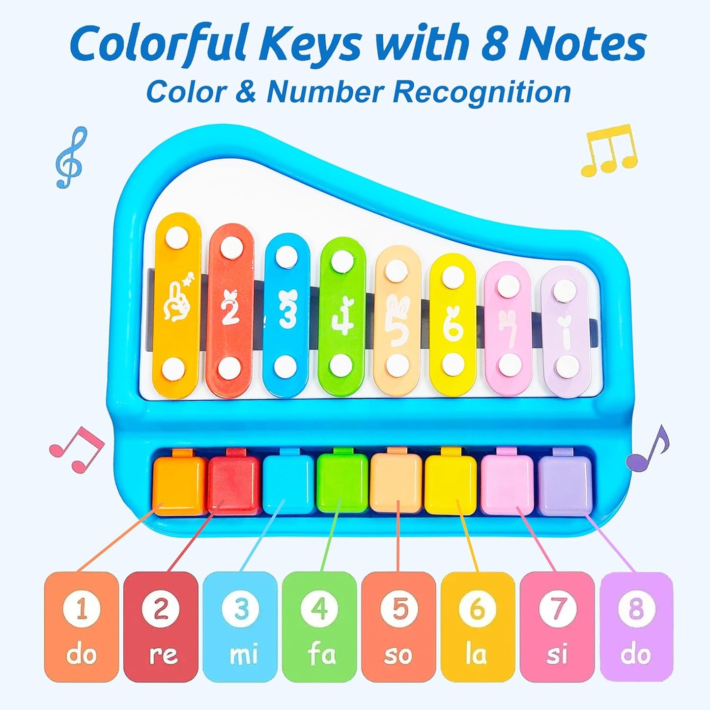 2-in-1 Kids Xylophone Piano Musical Toy with Mallets | Colorful Educational Music Instrument for Toddlers & Preschool Children | Early Learning Sound & Motor Skills Development Toy
