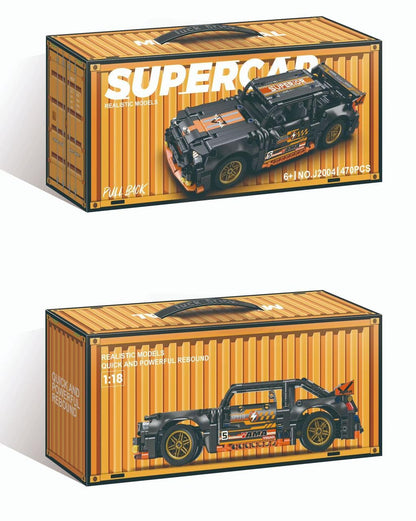 470 PCS Pull Back Racing Sports Car Building Blocks Set for Kids, DIY Model Car Construction Toy, STEM Educational Brick Set, Pull Back Action Vehicle Toy for Boys & Girls Age 6+