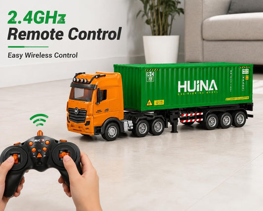 HUINA 1317 1:18 RC Container Truck – 9 Channel 2.4GHz Remote Control Container Truck with LED & Sound