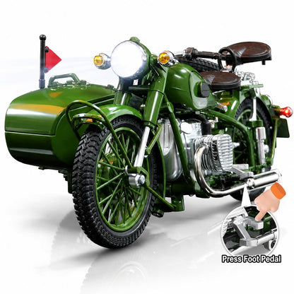 Vintage Military Style Sidecar Motorcycle – Classic Green Retro Trike