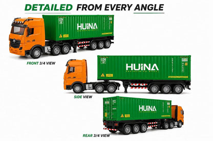 HUINA 1317 1:18 RC Container Truck – 9 Channel 2.4GHz Remote Control Container Truck with LED & Sound