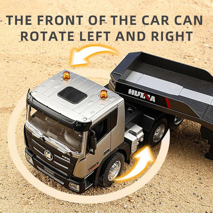 Huina 1318 9 Channel RC Truck with Trailer, 2.4GHz Remote Control, Lights & Sound, Full Function Toy Truck for Kids