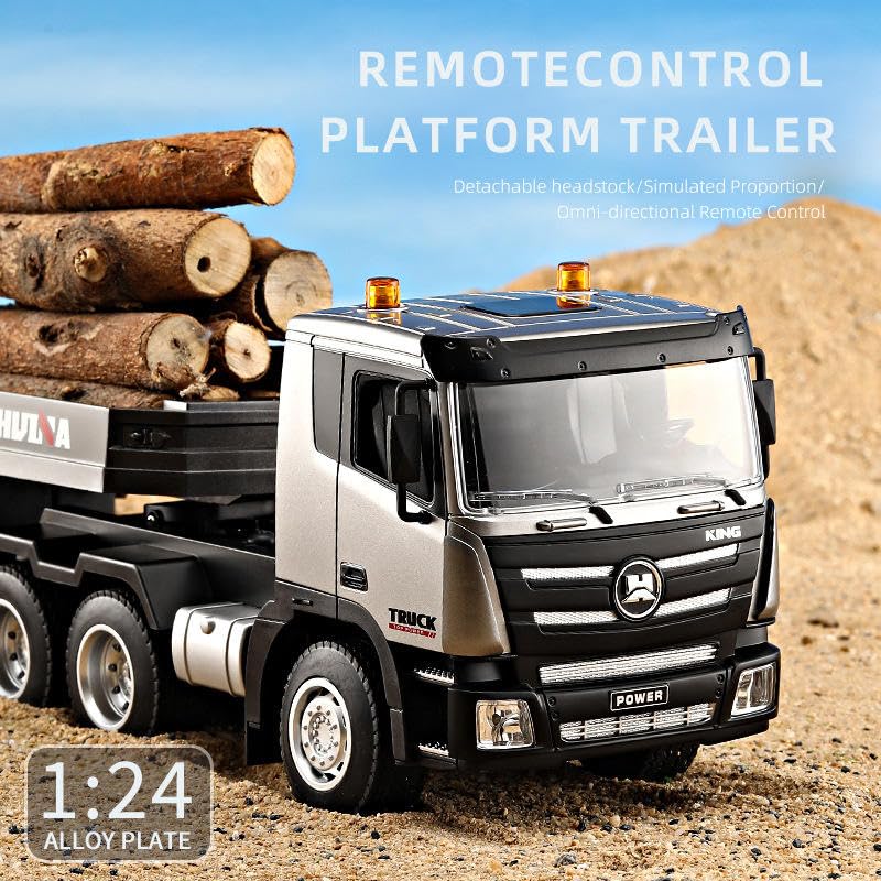 Huina 1318 9 Channel RC Truck with Trailer, 2.4GHz Remote Control, Lights & Sound, Full Function Toy Truck for Kids