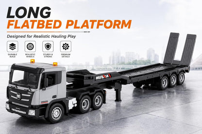 Huina 1318 9 Channel RC Truck with Trailer, 2.4GHz Remote Control, Lights & Sound, Full Function Toy Truck for Kids