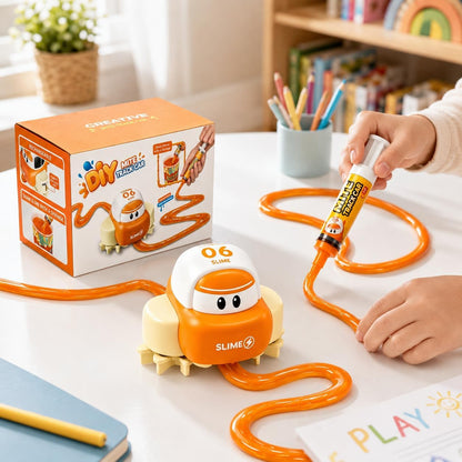DIY Slime Track Car for Kids, Creative Slime Drawing Track Toy with Squeeze Syringe, Automatic Track Following Car, Fun Educational STEM Activity Toy for Boys & Girls