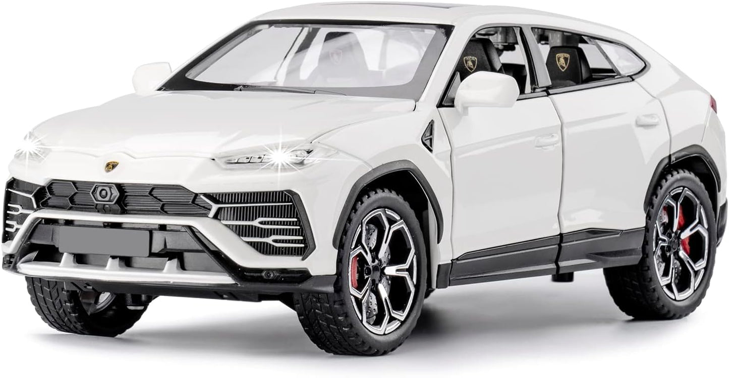 1:24 Scale Die Cast SUV Model Car with Opening Doors, Hood & Trunk, Pull Back Action, Metal Body Collectible Toy Car for Kids & Collectors