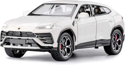 1:24 Scale Die Cast SUV Model Car with Opening Doors, Hood & Trunk, Pull Back Action, Metal Body Collectible Toy Car for Kids & Collectors