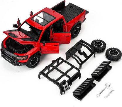 1:32 Scale Die Cast Pickup Truck Model Car with Opening Doors, Pull Back Action, Sound & Light, Metal Body Off-Road Collectible Toy for Kids & Adults