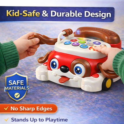 Kids Puppy Push Phone Toy with Lights & Sounds | Pull Along Learning Toy for Toddlers | Interactive Educational Musical Phone Car | Early Development Toy for Boys & Girls 12+ Months