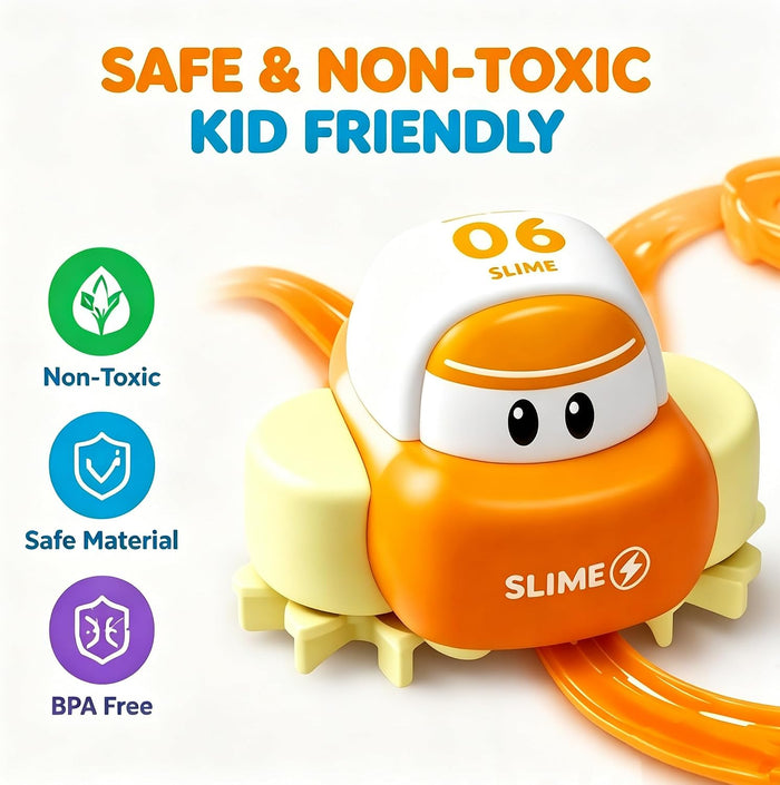 DIY Slime Track Car for Kids, Creative Slime Drawing Track Toy with Squeeze Syringe, Automatic Track Following Car, Fun Educational STEM Activity Toy for Boys & Girls