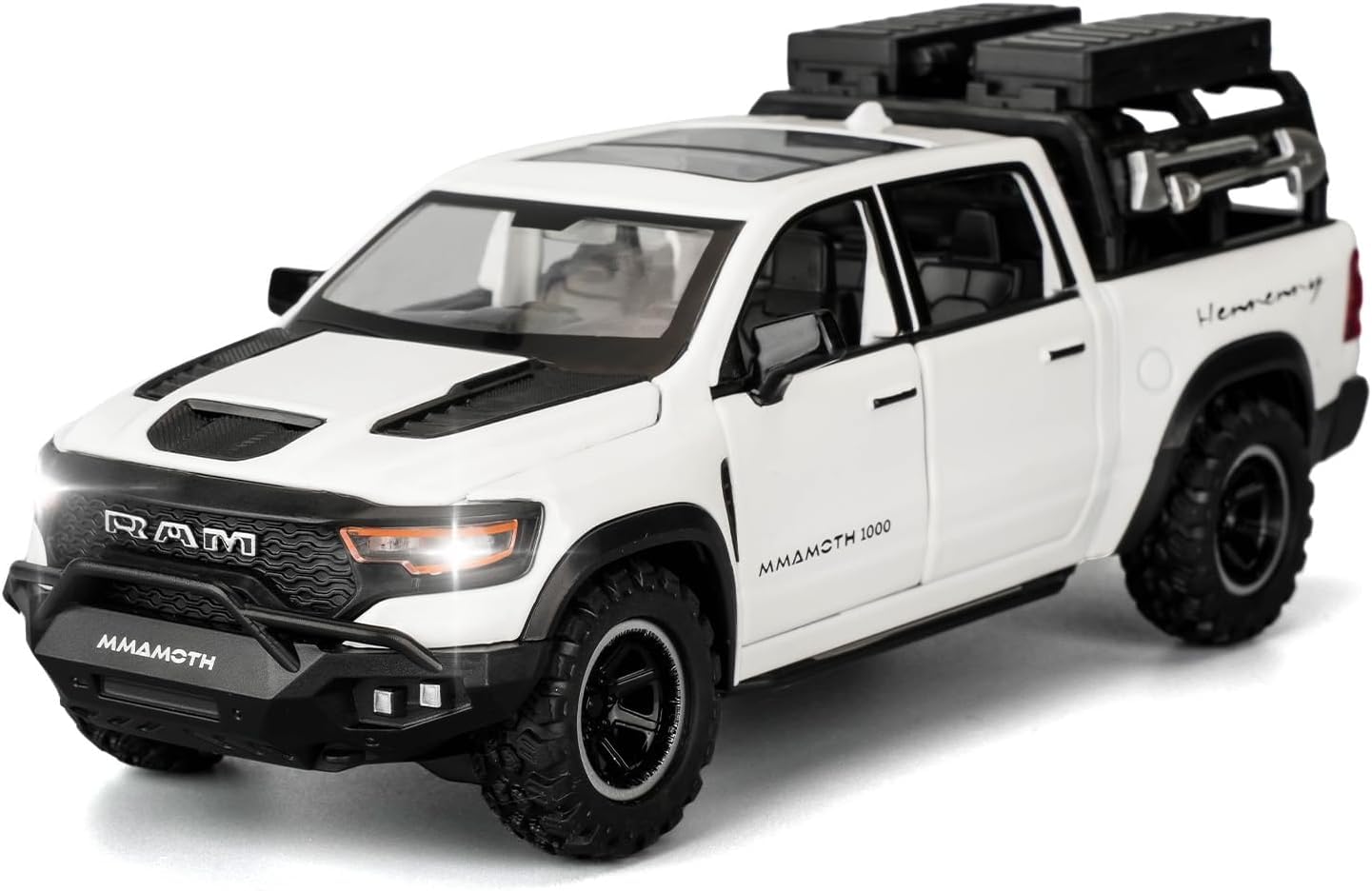1:32 Scale Die Cast Pickup Truck Model Car with Opening Doors, Pull Back Action, Sound & Light, Metal Body Off-Road Collectible Toy for Kids & Adults